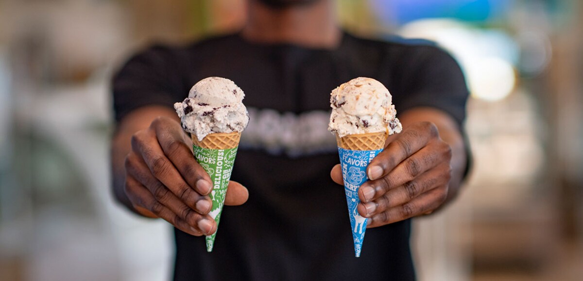 Gift card inside of a waffle cone
